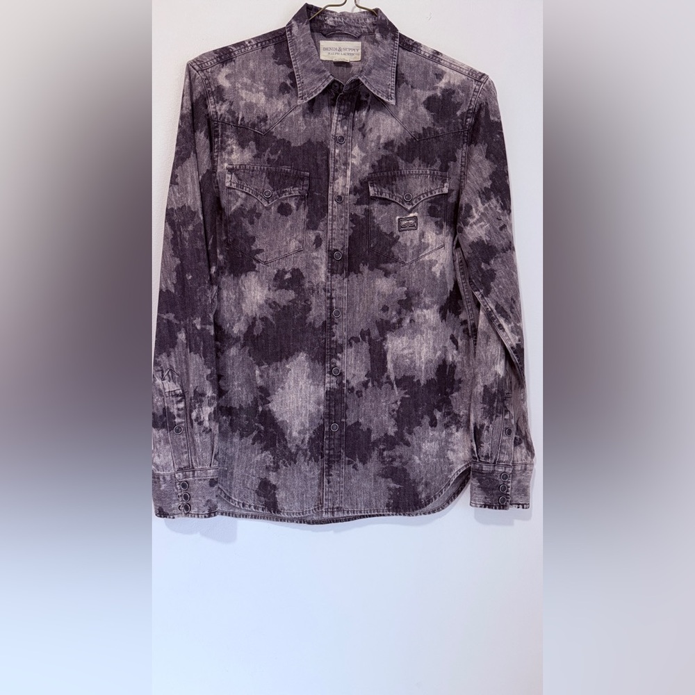 **VINTAGE**Denim & Supply Ralph Lauren Washed Denim Black and Gray Shirt Jacket